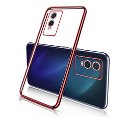 Funda Silicona Ultrafina Carcasa Transparente H02 para Vivo Y76s 5G Rojo