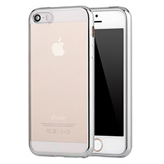 Funda Silicona Ultrafina Carcasa Transparente H05 para Apple iPhone 5 Plata