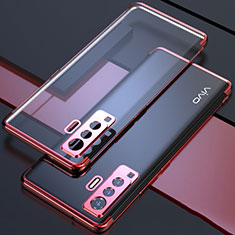 Funda Silicona Ultrafina Carcasa Transparente H05 para Vivo X50 5G Rojo