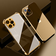 Funda Silicona Ultrafina Carcasa Transparente H06 para Apple iPhone 15 Pro Max Oro