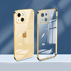 Funda Silicona Ultrafina Carcasa Transparente H08 para Apple iPhone 13 Mini Oro