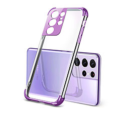 Funda Silicona Ultrafina Carcasa Transparente H09 para Samsung Galaxy S22 Ultra 5G Morado