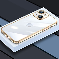 Funda Silicona Ultrafina Carcasa Transparente LD4 para Apple iPhone 15 Plus Oro