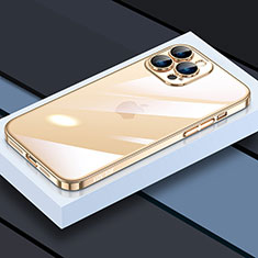 Funda Silicona Ultrafina Carcasa Transparente LD4 para Apple iPhone 15 Pro Max Oro