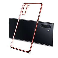 Funda Silicona Ultrafina Carcasa Transparente S01 para Samsung Galaxy Note 10 Rojo