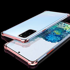 Funda Silicona Ultrafina Carcasa Transparente S02 para Samsung Galaxy S20 Plus Oro Rosa