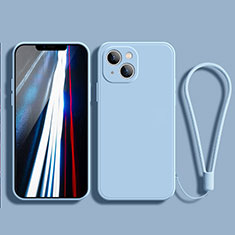 Funda Silicona Ultrafina Goma 360 Grados Carcasa G02 para Apple iPhone 14 Azul Cielo