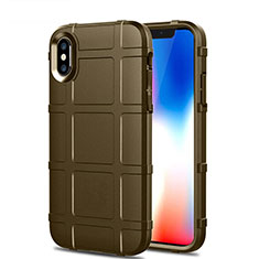 Funda Silicona Ultrafina Goma 360 Grados Carcasa para Apple iPhone Xs Max Marron