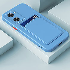 Funda Silicona Ultrafina Goma 360 Grados Carcasa para Oppo A77 4G Azul Cielo