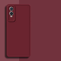 Funda Silicona Ultrafina Goma 360 Grados Carcasa para Vivo Y74s 5G Rojo