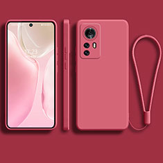 Funda Silicona Ultrafina Goma 360 Grados Carcasa S01 para Xiaomi Mi 12X 5G Rojo Rosa