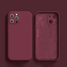 Funda Silicona Ultrafina Goma 360 Grados Carcasa S02 para Apple iPhone 15 Pro Max Rojo Rosa