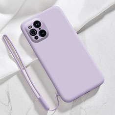 Funda Silicona Ultrafina Goma 360 Grados Carcasa S02 para Oppo Find X3 5G Purpura Claro