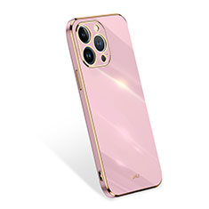 Funda Silicona Ultrafina Goma 360 Grados Carcasa S03 para Apple iPhone 13 Pro Max Oro Rosa