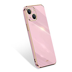 Funda Silicona Ultrafina Goma 360 Grados Carcasa S03 para Apple iPhone 15 Plus Oro Rosa