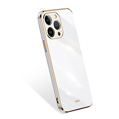 Funda Silicona Ultrafina Goma 360 Grados Carcasa S03 para Apple iPhone 15 Pro Max Blanco