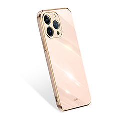 Funda Silicona Ultrafina Goma 360 Grados Carcasa S03 para Apple iPhone 16 Pro Max Oro