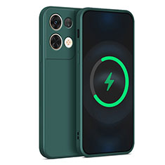 Funda Silicona Ultrafina Goma 360 Grados Carcasa S04 para Oppo Reno8 Pro+ Plus 5G Verde Noche