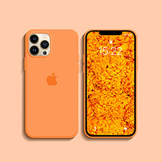 Funda Silicona Ultrafina Goma 360 Grados Carcasa S08 para Apple iPhone 13 Pro Max Naranja