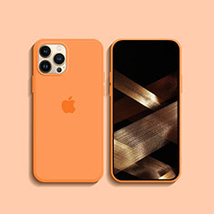 Funda Silicona Ultrafina Goma 360 Grados Carcasa S08 para Apple iPhone 15 Pro Naranja