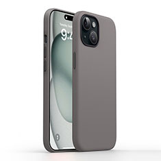 Funda Silicona Ultrafina Goma 360 Grados Carcasa YK1 para Apple iPhone 15 Gris Oscuro