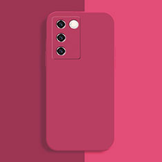 Funda Silicona Ultrafina Goma 360 Grados Carcasa YK1 para Vivo V27e 5G Rosa Roja