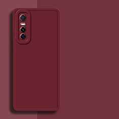 Funda Silicona Ultrafina Goma 360 Grados Carcasa YK1 para Vivo Y73s 5G Rojo