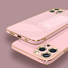 Funda Silicona Ultrafina Goma Carcasa S06 para Apple iPhone 16 Pro Max Oro Rosa