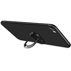 Funda Silicona Ultrafina Goma con Anillo de dedo Soporte A03 para Apple iPhone 6 Negro