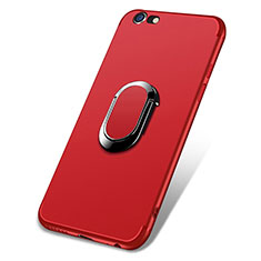 Funda Silicona Ultrafina Goma con Anillo de dedo Soporte A03 para Apple iPhone 6 Rojo