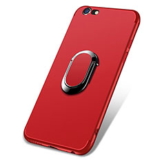 Funda Silicona Ultrafina Goma con Anillo de dedo Soporte A03 para Apple iPhone 6S Rojo