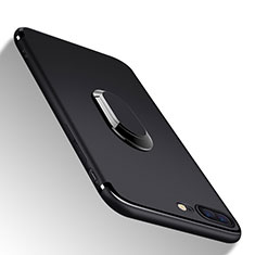 Funda Silicona Ultrafina Goma con Anillo de dedo Soporte A03 para Apple iPhone 7 Plus Negro