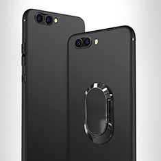 Funda Silicona Ultrafina Goma con Anillo de dedo Soporte para Huawei Honor V10 Negro