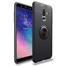 Funda Silicona Ultrafina Goma con Magnetico Anillo de dedo Soporte A03 para Samsung Galaxy A6 Plus (2018) Negro