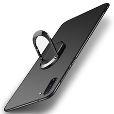 Funda Silicona Ultrafina Goma con Magnetico Anillo de dedo Soporte K01 para Samsung Galaxy Note 10 Negro