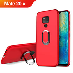 Funda Silicona Ultrafina Goma con Magnetico Anillo de dedo Soporte para Huawei Mate 20 X 5G Rojo