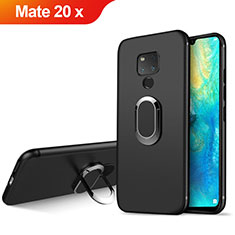 Funda Silicona Ultrafina Goma con Magnetico Anillo de dedo Soporte para Huawei Mate 20 X Negro