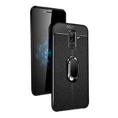 Funda Silicona Ultrafina Goma con Magnetico Anillo de dedo Soporte para Samsung Galaxy A9 Star Lite Negro