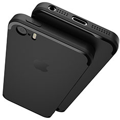 Funda Silicona Ultrafina Goma U02 para Apple iPhone 5S Negro