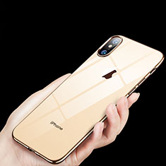 Funda Silicona Ultrafina Transparente C11 para Apple iPhone X Oro