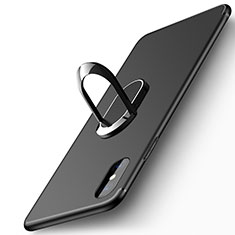 Funda Silicona Ultrafina Transparente con Anillo de dedo Soporte para Apple iPhone X Negro