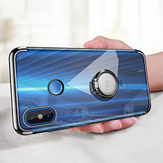 Funda Silicona Ultrafina Transparente con Anillo de dedo Soporte para Xiaomi Mi 8 Negro