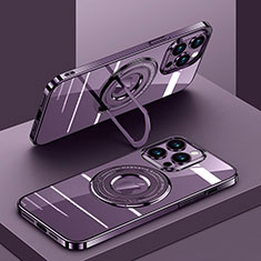 Funda Silicona Ultrafina Transparente con Mag-Safe Magnetic AC1 para Apple iPhone 13 Pro Morado