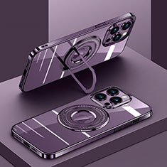 Funda Silicona Ultrafina Transparente con Mag-Safe Magnetic AC1 para Apple iPhone 15 Pro Morado