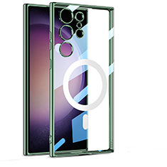 Funda Silicona Ultrafina Transparente con Mag-Safe Magnetic AC1 para Samsung Galaxy S22 Ultra 5G Verde