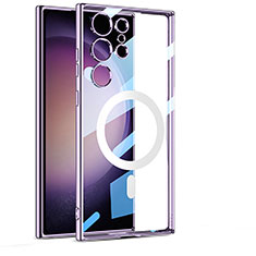 Funda Silicona Ultrafina Transparente con Mag-Safe Magnetic AC1 para Samsung Galaxy S24 Ultra 5G Morado