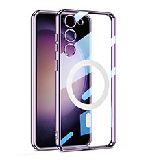 Funda Silicona Ultrafina Transparente con Mag-Safe Magnetic AC1 para Samsung Galaxy S25 5G Morado