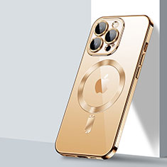 Funda Silicona Ultrafina Transparente con Mag-Safe Magnetic LD2 para Apple iPhone 15 Pro Max Oro