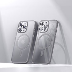 Funda Silicona Ultrafina Transparente con Mag-Safe Magnetic LD4 para Apple iPhone 15 Pro Max Gris