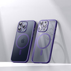 Funda Silicona Ultrafina Transparente con Mag-Safe Magnetic LD4 para Apple iPhone 15 Pro Max Morado